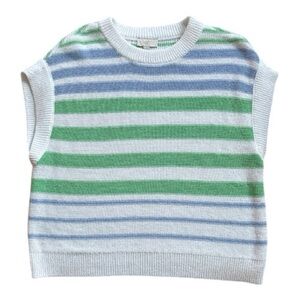 LOFT Striped Sleeveless Sweater • Green/Blue Knit